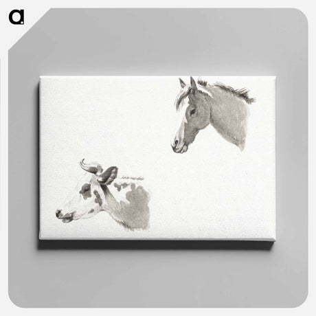 アートパネル-Head of a horse and the head of a cow - ジャン ベルナール Canvas.