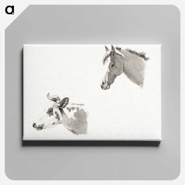アートパネル-Head of a horse and the head of a cow - ジャン ベルナール Canvas.
