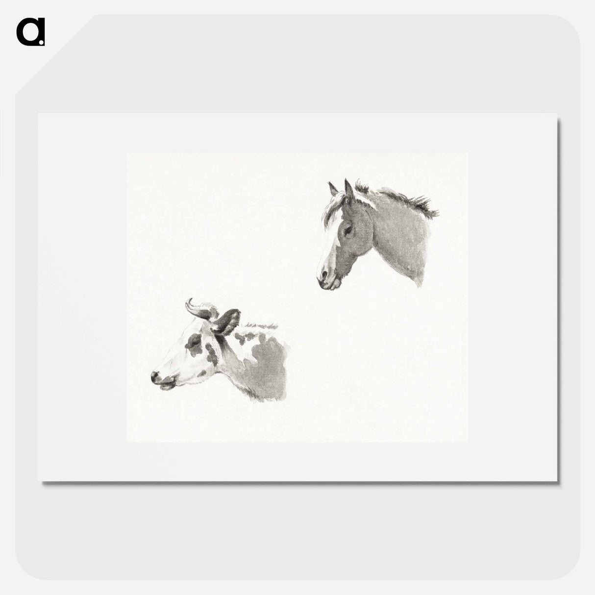 Head of a horse and the head of a cow - ジャン ベルナール Poster.
