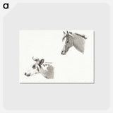 アートポストカード-Head of a horse and the head of a cow - ジャン ベルナール Postcard.