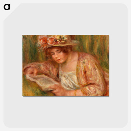 アートポストカード-Andrée in a Hat, Reading - ピエール オーギュスト ルノワール Postcard.