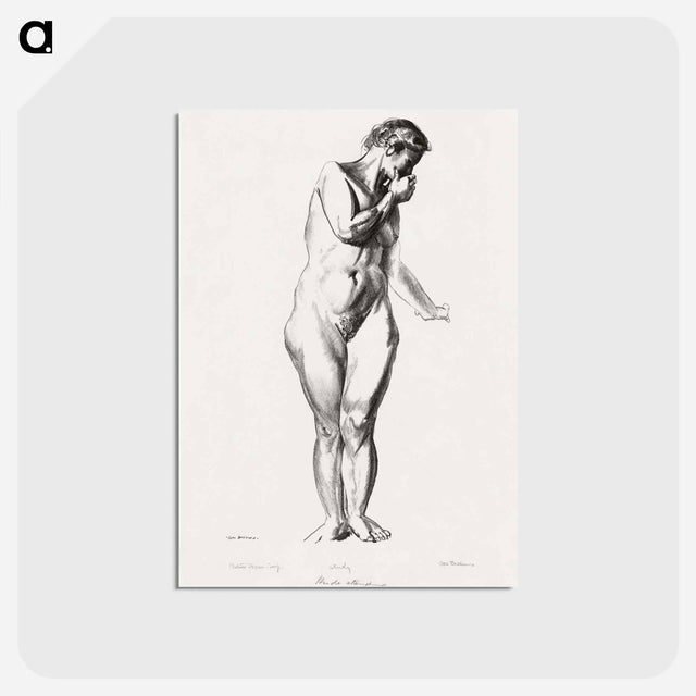 アートポストカード-Nude Study with Hand to Mouth
 - ボストン公共図書館 Postcard.