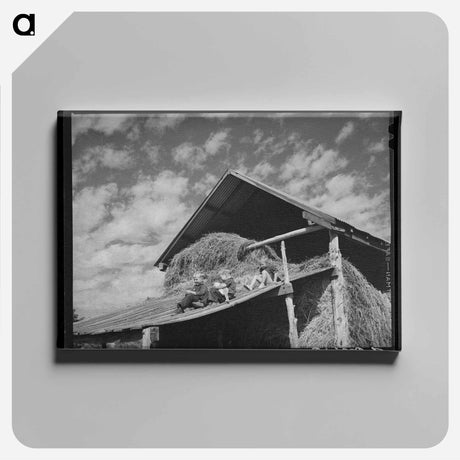 アートパネル-Mormon Children on a Barn Roof
 - ラッセル リー Canvas.