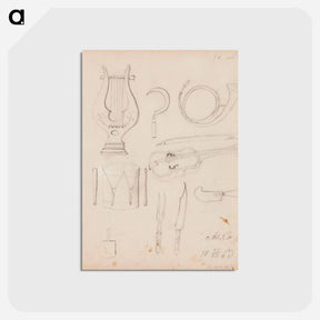 アートポストカード-Lyyra, postitorvi, rumpu, viulu - アルバート エーデルフェルト Postcard.