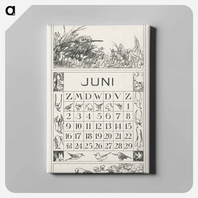 アートパネル-Kalenderblad juni met tureluur in het gras - テオ ヴァン ホイテマ Canvas.