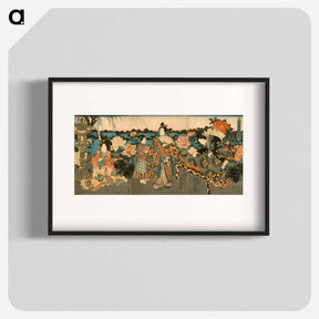 アートポスター-Visiting the Peony Garden
 - 歌川 国貞 Poster.