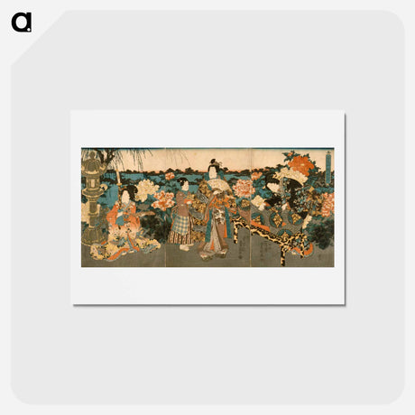 アートポストカード-Visiting the Peony Garden
 - 歌川 国貞 Postcard.