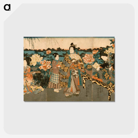 アートポストカード-Visiting the Peony Garden
 - 歌川 国貞 Postcard.