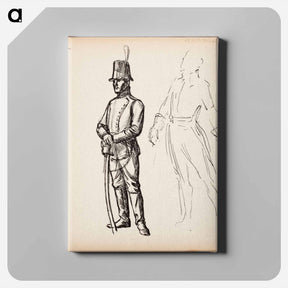アートパネル-Kuvitusluonnos joko j. l. runebergin vänrikki stålin tarinoihin tai carl snoilsky, svenska bilder -teokseen - アルバート エーデルフェルト Canvas.