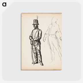 アートポストカード-Kuvitusluonnos joko j. l. runebergin vänrikki stålin tarinoihin tai carl snoilsky, svenska bilder -teokseen - アルバート エーデルフェルト Postcard.