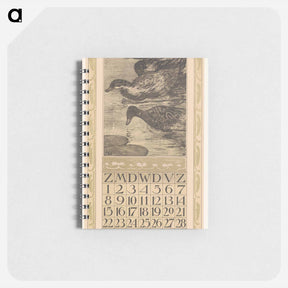 アートメモ帳-Kalenderblad augustus met drie zwemmende eenden - テオ ヴァン ホイテマ Memo.
