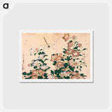 アートポストカード-Bellflower and Dragonfly - 葛飾 北斎 Postcard.