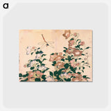 アートポストカード-Bellflower and Dragonfly - 葛飾 北斎 Postcard.