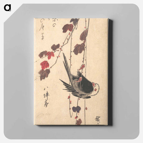 アートパネル-Long-tailed Tit on Autumn Ivy
 - 歌川 広重 Canvas.