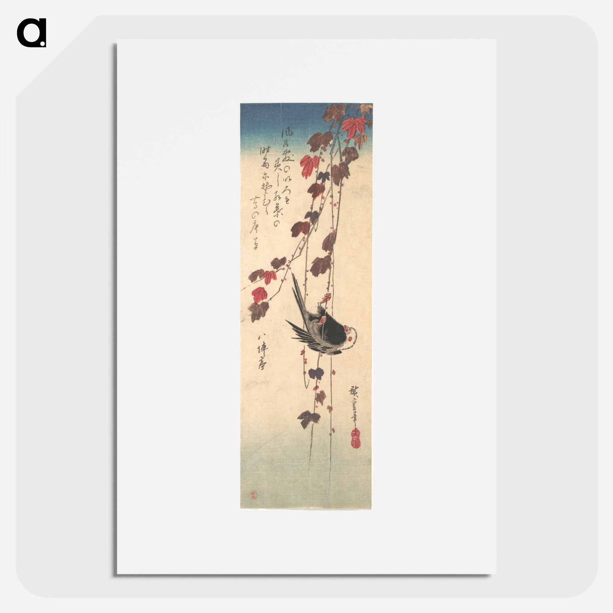 アートポスター-Long-tailed Tit on Autumn Ivy
 - 歌川 広重 Poster.