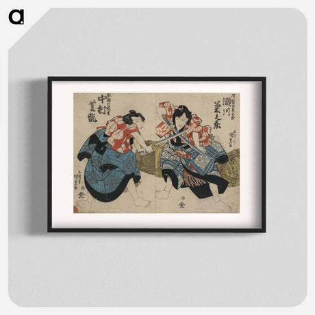 アートポスター-Segawa Kikunojō as Nuregami no Chōgorō and Nakamura Shikan as Hanaregoma no Chōkichi
 - 歌川 国貞 Poster.