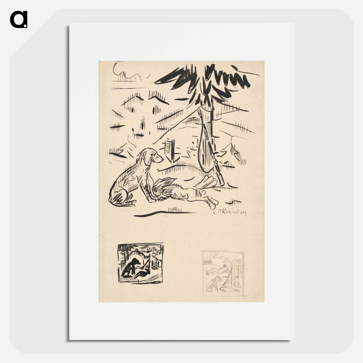 Sketches of hunting motifs - アーノルド ピーター ワイズ クビンチャン Poster.