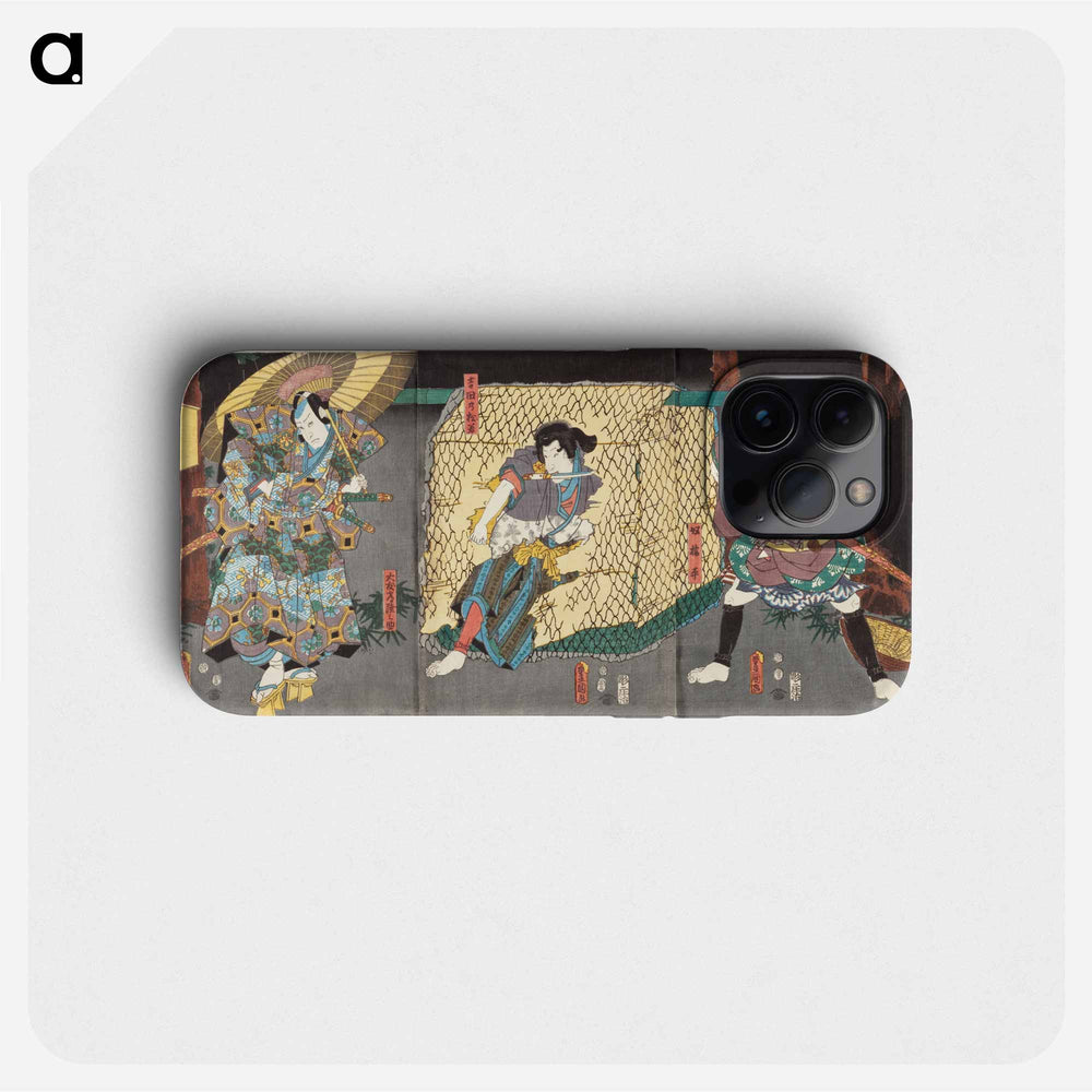 Actors in the Roles of Yoshida no Matsuwaka, Ōtomo Hitachinosuke, and Yakko Kajihira
 - 歌川 国貞 Phone Case.