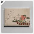 アートパネル-Hokusai's Basket of Peonies - 葛飾 北斎 Canvas.