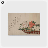 アートポストカード-Hokusai's Basket of Peonies - 葛飾 北斎 Postcard.