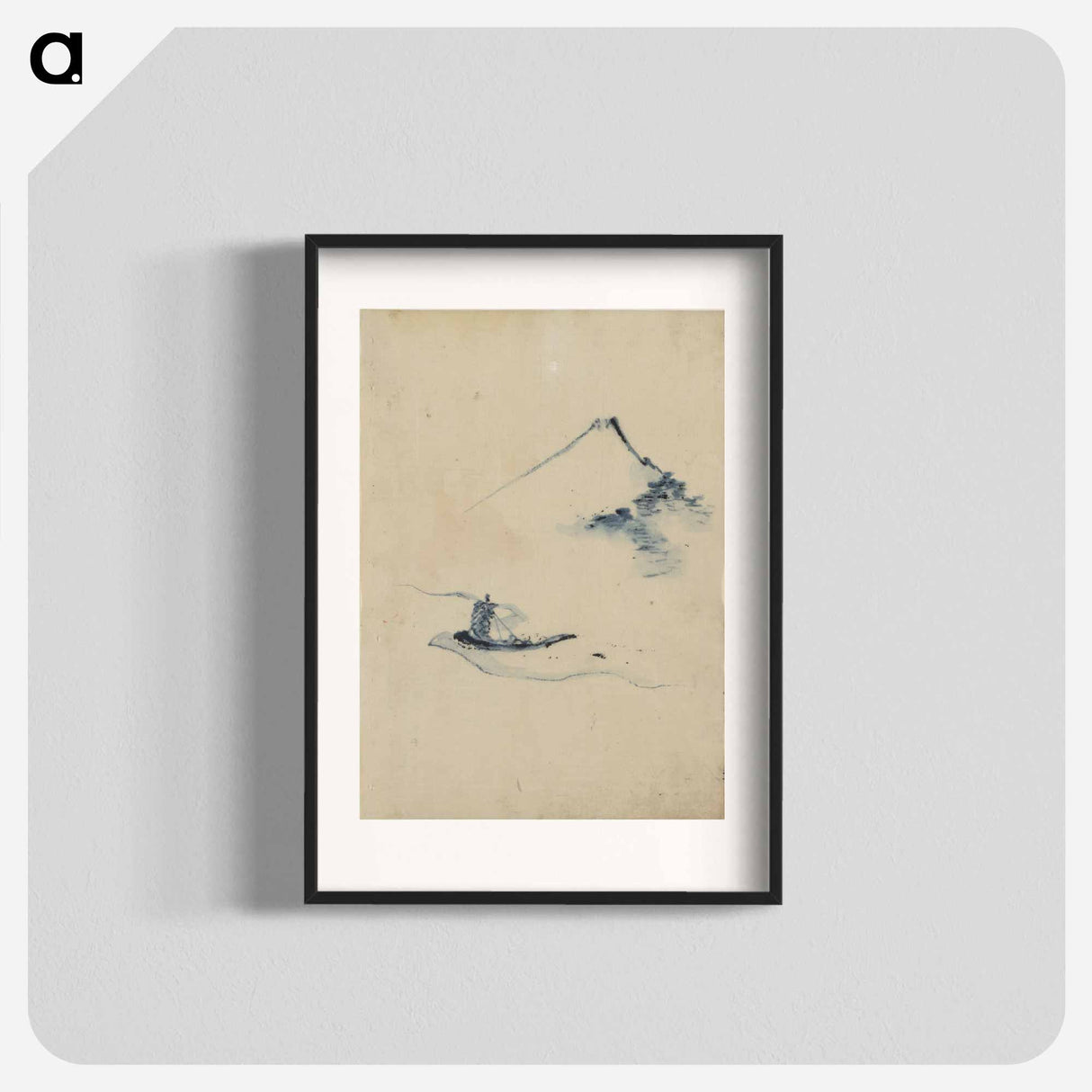 アートポスター-A Person in a Small Boat on a River with Mount Fuji in the Background - 葛飾 北斎 Poster.