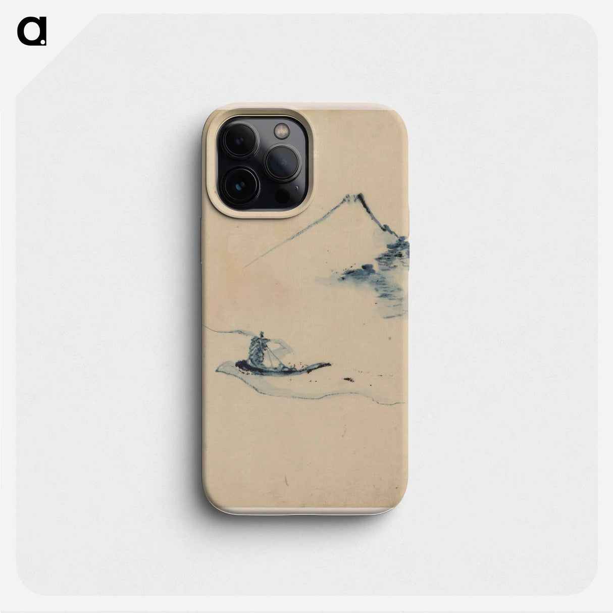 A Person in a Small Boat on a River with Mount Fuji in the Background - Katsushika Hokusai Phone Case.