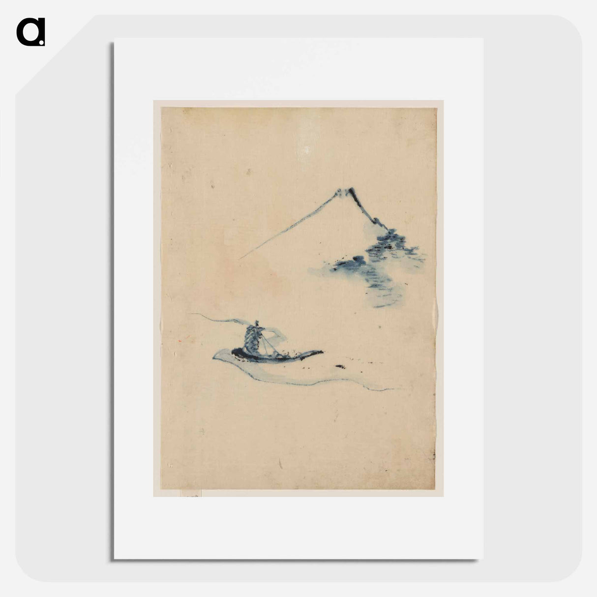 A Person in a Small Boat on a River with Mount Fuji in the Background - 葛飾 北斎 Poster.