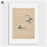 A Person in a Small Boat on a River with Mount Fuji in the Background - 葛飾 北斎 Poster.