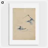 アートポスター-A Person in a Small Boat on a River with Mount Fuji in the Background - 葛飾 北斎 Poster.
