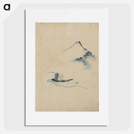 アートポスター-A Person in a Small Boat on a River with Mount Fuji in the Background - 葛飾 北斎 Poster.