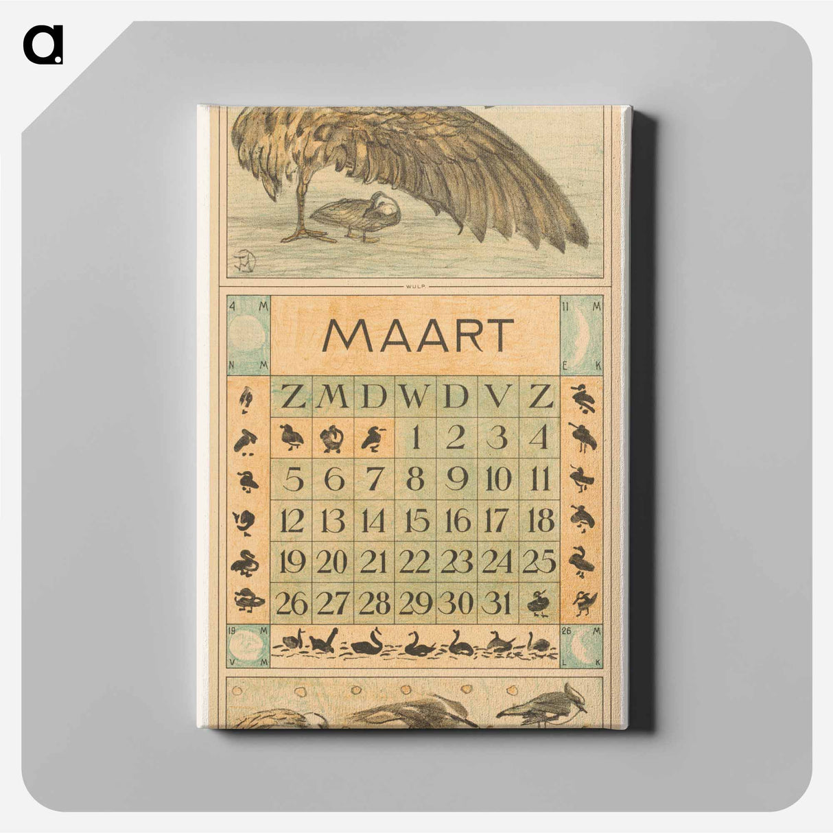 Kalenderblad maart met wulp - テオ ヴァン ホイテマ Canvas.