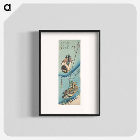 アートポスター-Mallard Ducks and Snow-covered Reeds
 - 歌川 広重 Poster.