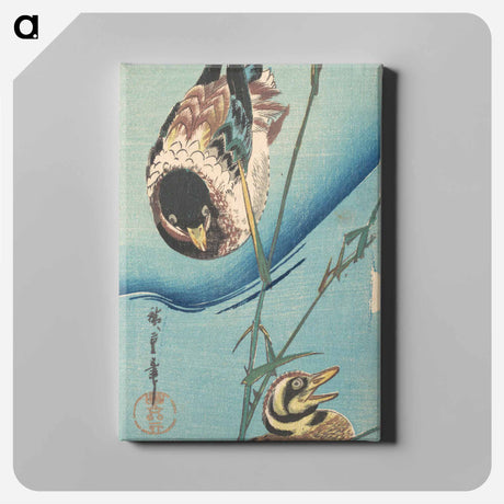 アートパネル-Mallard Ducks and Snow-covered Reeds
 - 歌川 広重 Canvas.