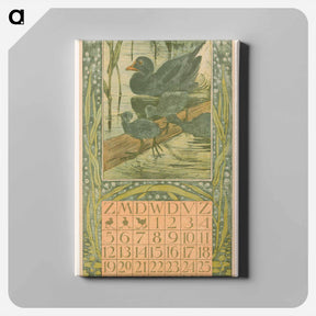 アートパネル-Kalenderblad juni met zwarte eend - テオ ヴァン ホイテマ Canvas.