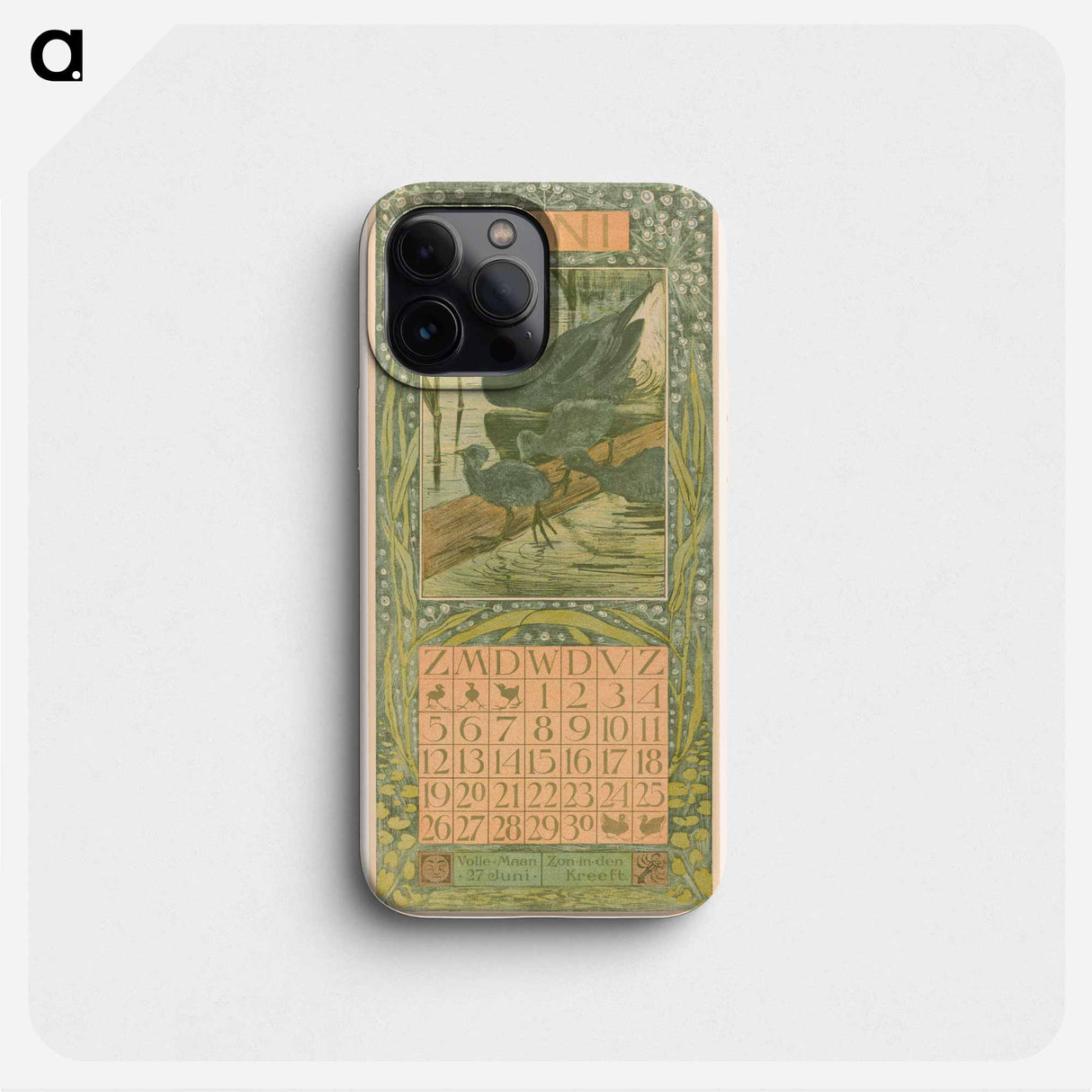 Kalenderblad juni met zwarte eend - テオ ヴァン ホイテマ Phone Case.