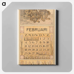 アートパネル-Kalenderblad februari met lemuren - テオ ヴァン ホイテマ Canvas.