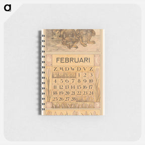 アートメモ帳-Kalenderblad februari met lemuren - テオ ヴァン ホイテマ Memo.