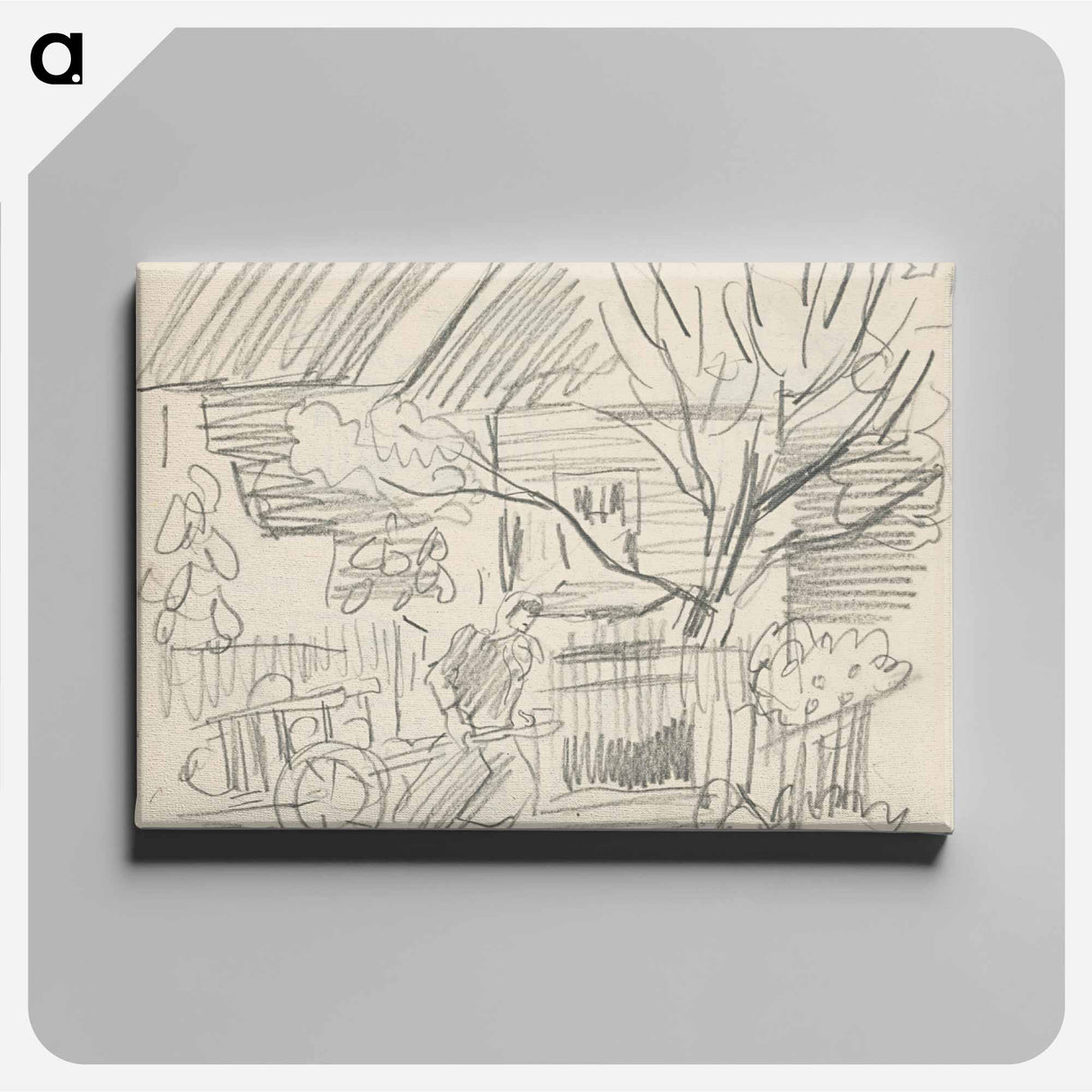 Sketchbook 16 a woman pulling a cart around the village - アーノルド ピーター ワイズ クビンチャン Canvas.