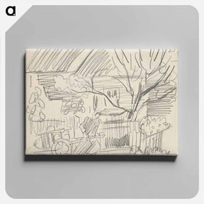 アートパネル-Sketchbook 16 a woman pulling a cart around the village - アーノルド ピーター ワイズ クビンチャン Canvas.
