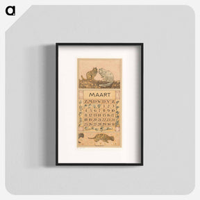 アートポスター-Kalenderblad maart met twee katten - テオ ヴァン ホイテマ Poster.