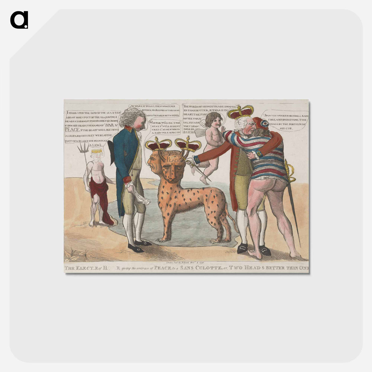 アートポストカード-The Elect-r- or H---R- Giving the Embrace of Peace, to a Sans Culotte, or, Two Head Better Than One
 - イェール大学アートギャラリー Postcard.