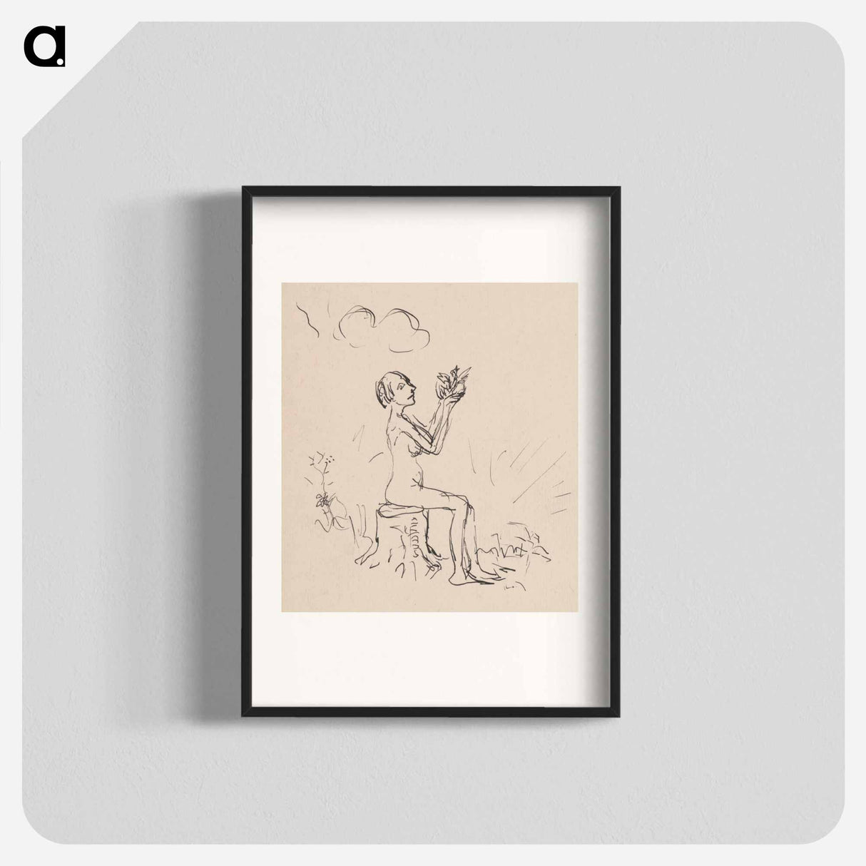 Seated woman with a bird - アーノルド ピーター ワイズ クビンチャン Poster.