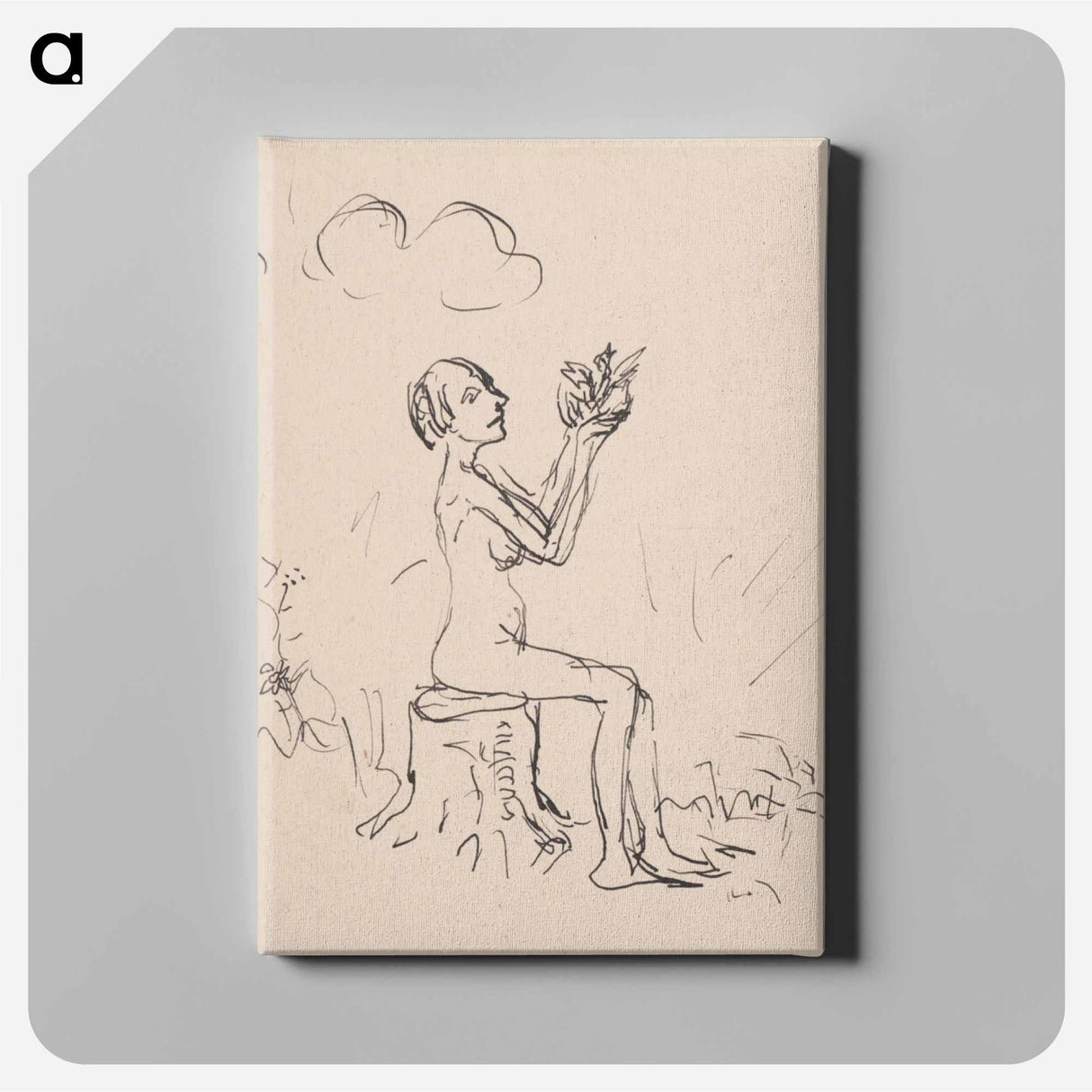Seated woman with a bird - アーノルド ピーター ワイズ クビンチャン Canvas.