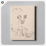 Seated woman with a bird - アーノルド ピーター ワイズ クビンチャン Canvas.