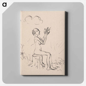 アートパネル-Seated woman with a bird - アーノルド ピーター ワイズ クビンチャン Canvas.