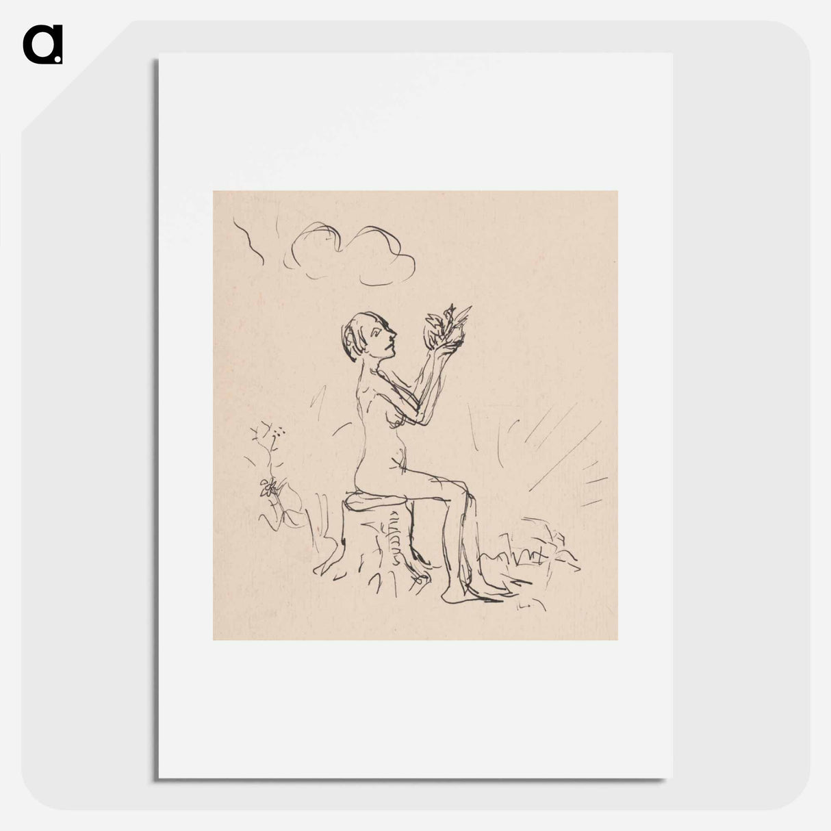 Seated woman with a bird - アーノルド ピーター ワイズ クビンチャン Poster.
