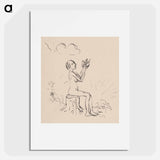 Seated woman with a bird - アーノルド ピーター ワイズ クビンチャン Poster.