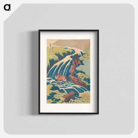 アートポスター-The Waterfall Where Yoshitsune Washed His Horse at Yoshino in Yamato Province - 葛飾 北斎 Poster.