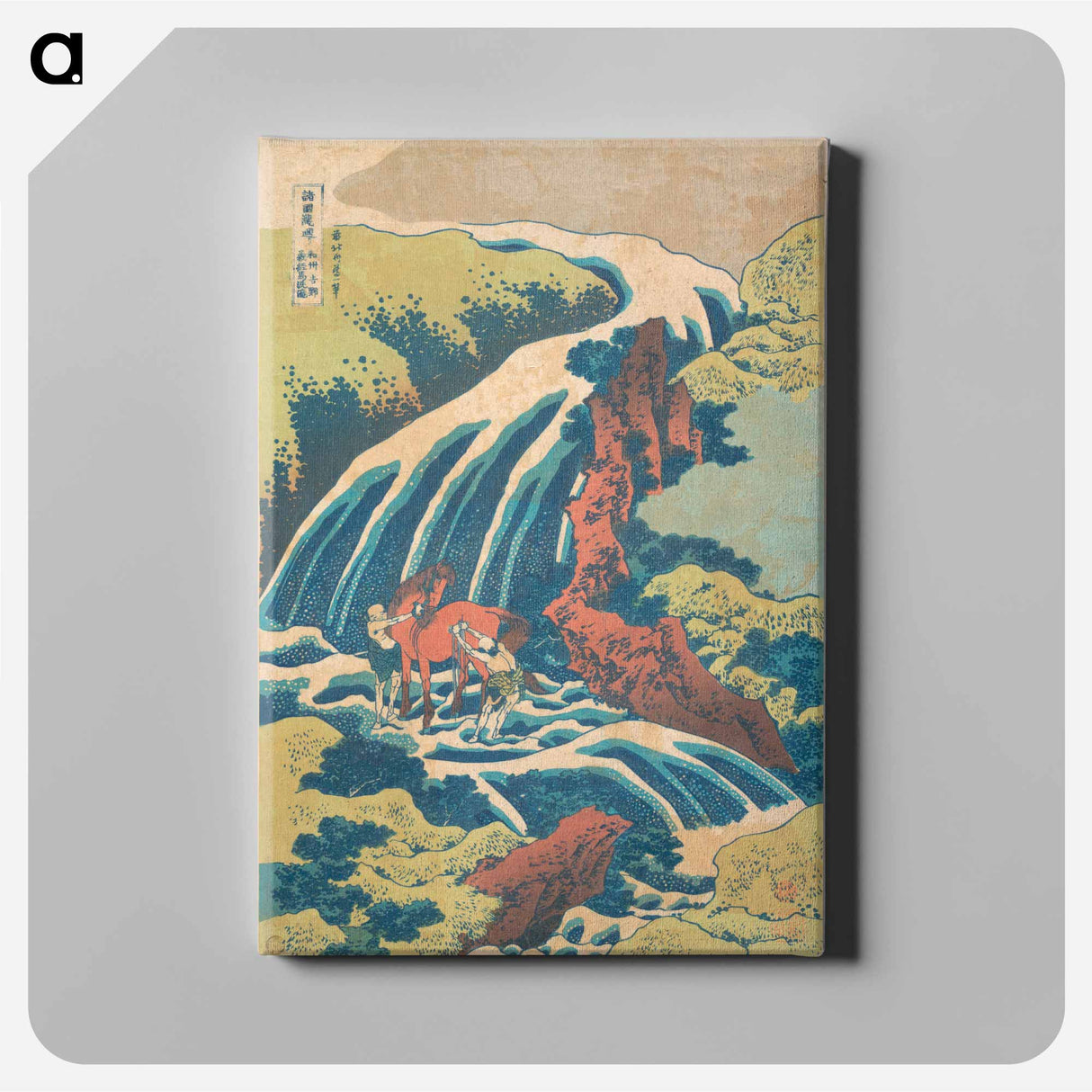 アートパネル-The Waterfall Where Yoshitsune Washed His Horse at Yoshino in Yamato Province - 葛飾 北斎 Canvas.