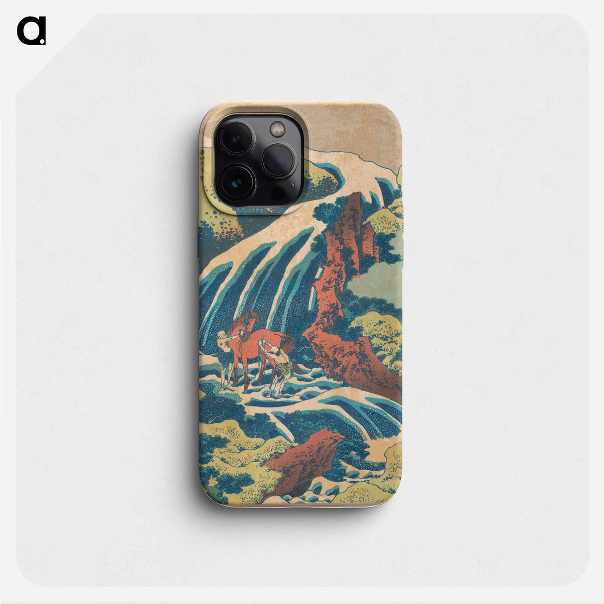 The Waterfall Where Yoshitsune Washed His Horse at Yoshino in Yamato Province - 葛飾 北斎 Phone Case.